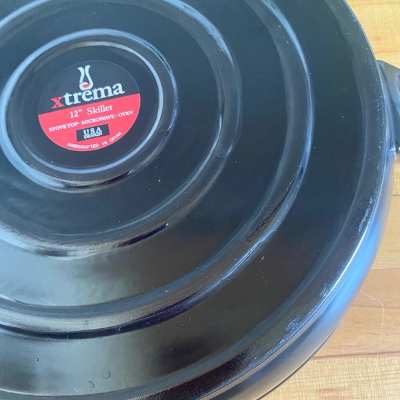 RARE Xtrema Ceramic 12" Skillet Baking Pan w/ Lid, Long Handle & Pot holder - Picture 9 of 12